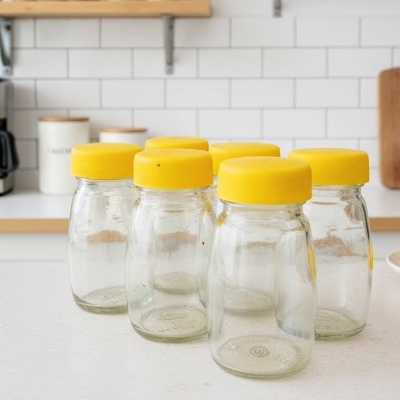 Picture of Everyday Use New Glassware food jar , food container, glass jar 100 gm 6 Piece-Transparent
