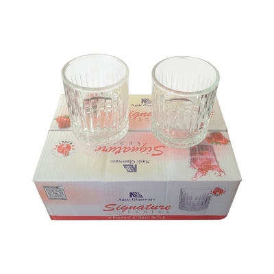 Picture of Everyday Use good quality Strong Crystal Clear Unique design Heavy Sharbat Juice Lassie Glass Set 6 Piece capacity 250 Ml-White