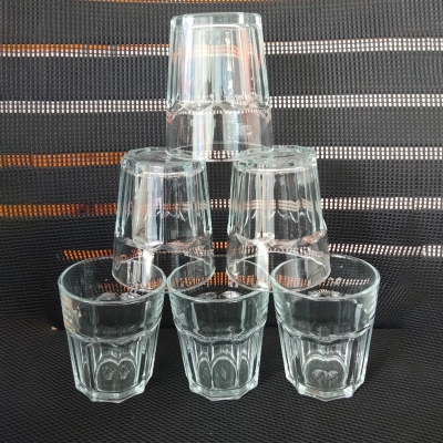 Picture of Everyday Use good quality Strong Crystal Clear Unique design Heavy Sharbat Juice Lassie Glass Set 6 Piece capacity 250 Ml-White
