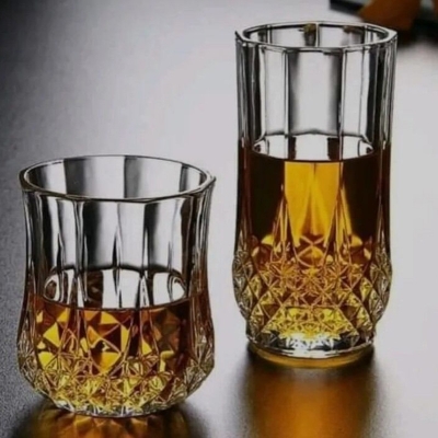 Picture of Everyday Use Crystal Clear transparent Beautiful unique design Water Glass /Coke / Sorbat Juice premium glass set of 6 water glasses and 6 sorbet glasses (total combo set of 12picec)-White