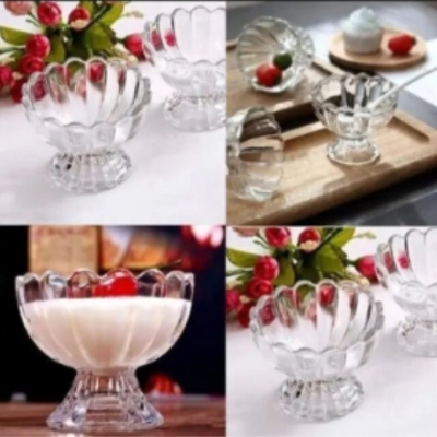 Picture of Everyday Use good quality Strong unique design Heavy Crystal clear per Capacity 250 Ml Firni Bati Set /Snack Bowl Set/Soup Set/ Ice-cream  Bati set  6pcs
