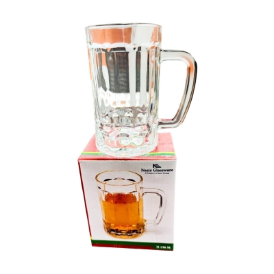 Picture of Everyday Use good quality strong  Crystal Clear transparent Beautiful unique design Water Mug /Coke / Sorbat Juice premium glass Mug 1 Piece per capacity 400Ml-Multicolor