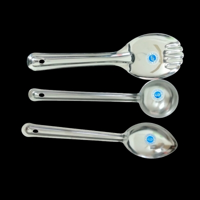 Picture of Serving Spoon Set/Rice Spoon/Curry Spoon/Pulse Spoon-Stainless Steel-3 Pieces-Multicolor