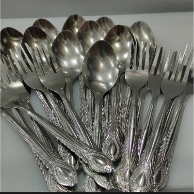 Picture of Spoon Set/ Cutlery Set/ HIGH QUALITY Stainless Steel Spoon Set 24-Pieces (Tea Spoon 12-Pieces & Fork Spoon 12-Pieces)-Silver