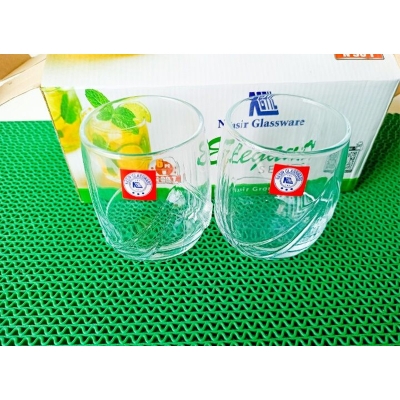 Picture of Crystal Clear transparent Beautiful unique design Water Glass /Drinking /Coke / Sorbat Juice premium glass Set 6 Piece per capacity 300Ml-White