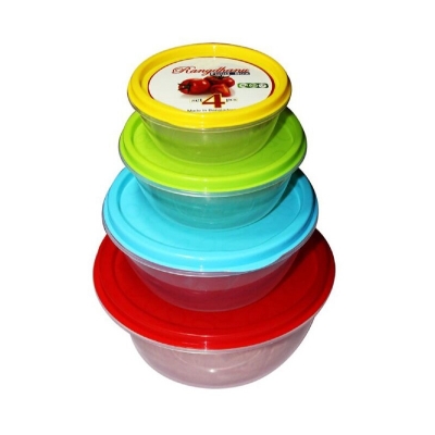 Picture of Plastic Rangdhanu Food Box Set 4 pcs-Multicolor