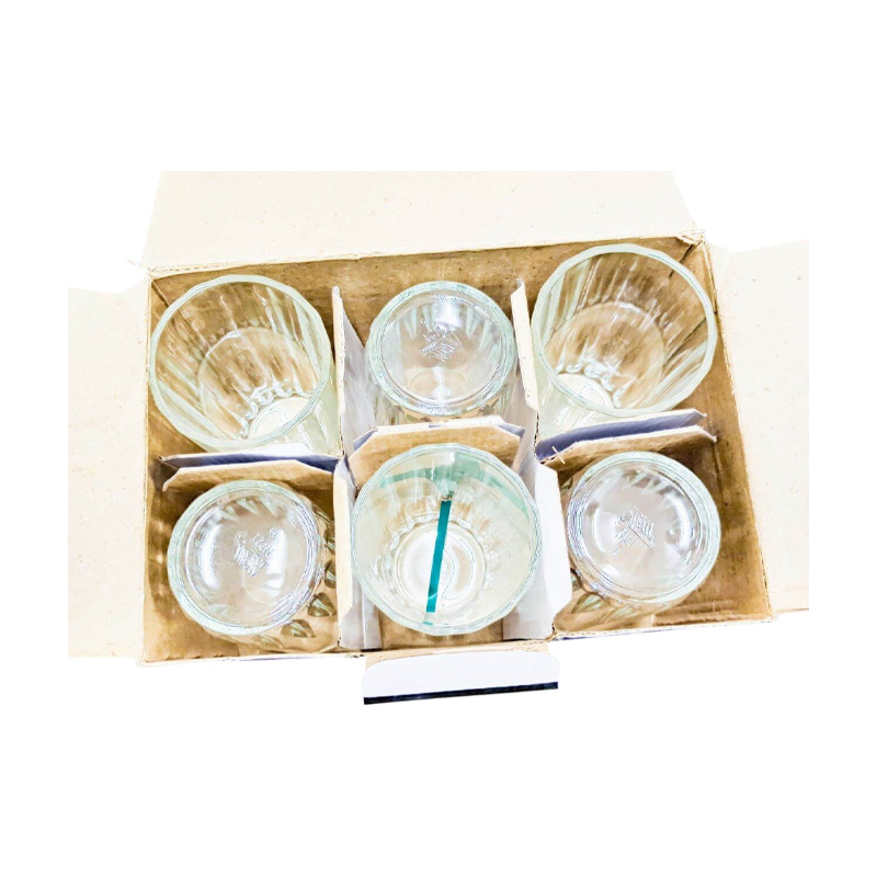 Picture of Everyday Use good quality strong crystal clear unique design Heavy 300 Ml Drinking Water glass set 6 pcs-White