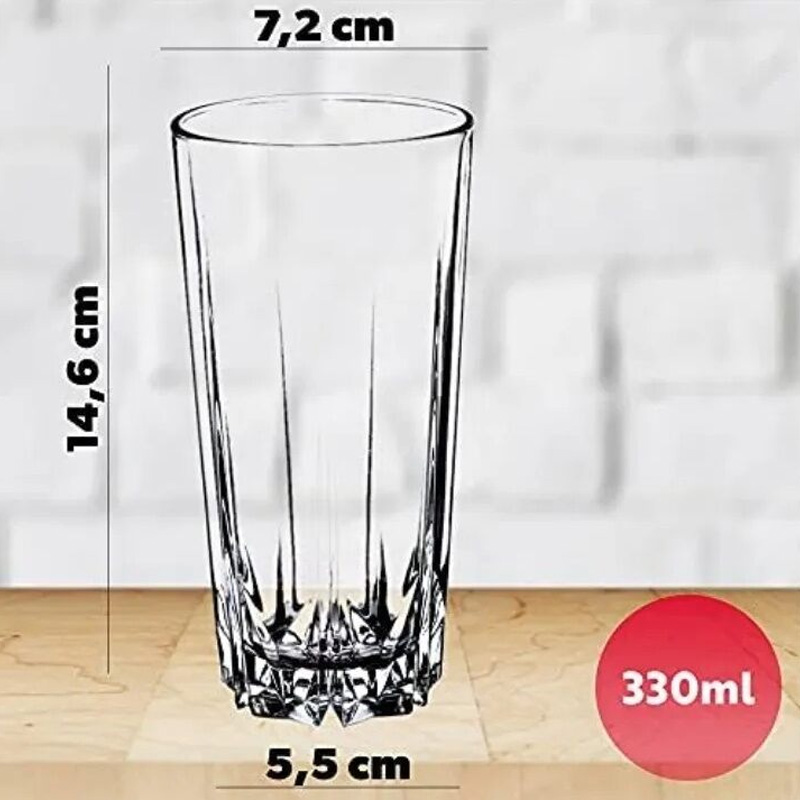 Picture of Everyday Use good quality strong crystal clear unique design Heavy 350 Ml Drinking Water glass set 6 pcs-White