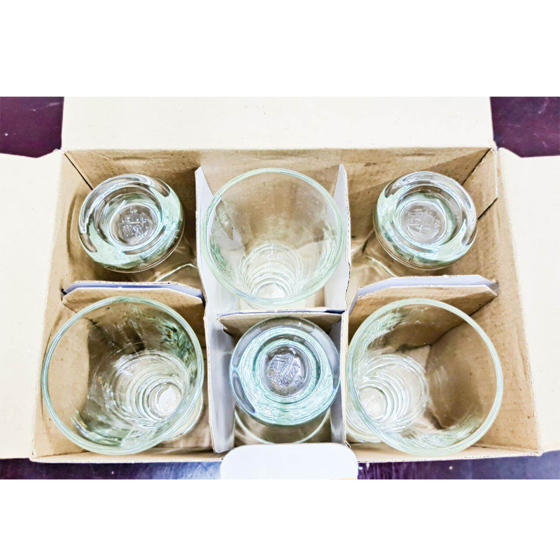 Picture of Everyday Use good quality strong crystal clear unique design Heavy  Long shape curved design clear Glass Set 6 pcs for Enjoy Juice, Lassie & Refreshing Beverages350 Ml 6 Piece-White