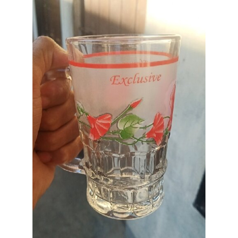 Picture of Everyday Use Transparent Beautiful unique design Water /Drinking/Coke /Sorbat /Juice premiumv Big Size 300 Ml Mug 1 Piece-Multicolor