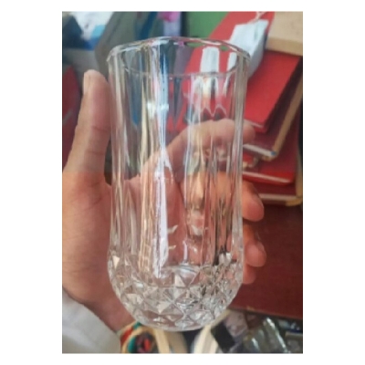 Picture of good quality strong crystal clear unique design Heavy 320 Ml Drinking Water glass set 6 pcs-White