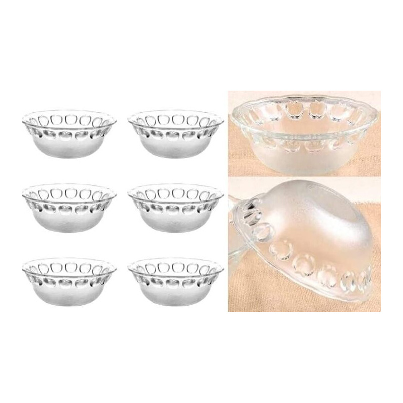 Picture of Everyday Use good quality Strong unique design Heavy Crystal clear 170 Ml Firni Set/Bati Set/Snack Bowl Set/Soup Set/-6 Piece-White