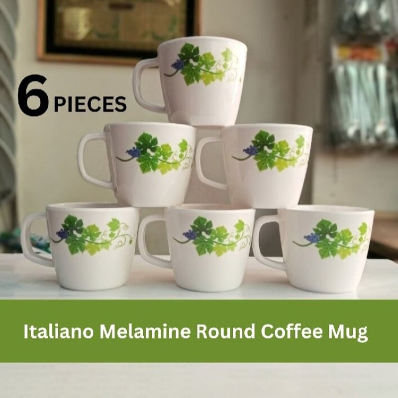 Picture of Everyday Use good quality strong unique design Heavy Melamine Round Tea  Coffee Cup Set ( ITALIANO Melamine ) 6 Piece-White