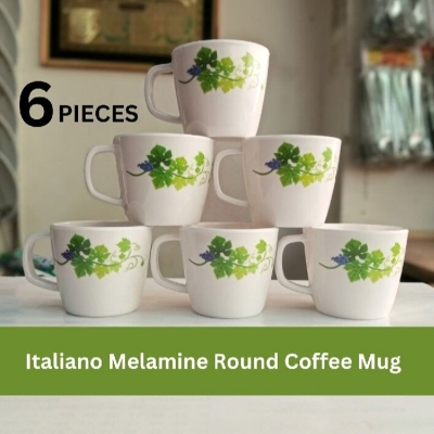 Picture of Everyday Use good quality strong unique design Heavy Melamine Round Tea  Coffee Cup Set ( ITALIANO Melamine ) 6 Piece-White