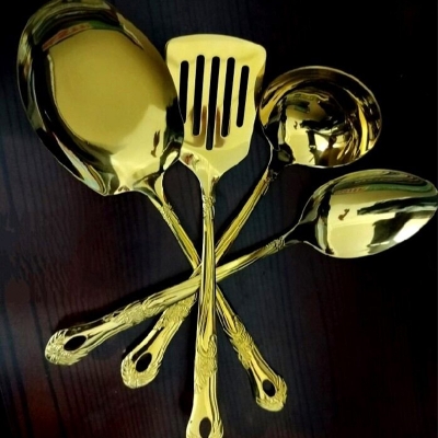 Picture of Serving Spoon Set/Stainless Steel Spoon Set-4 Pieces Set-White