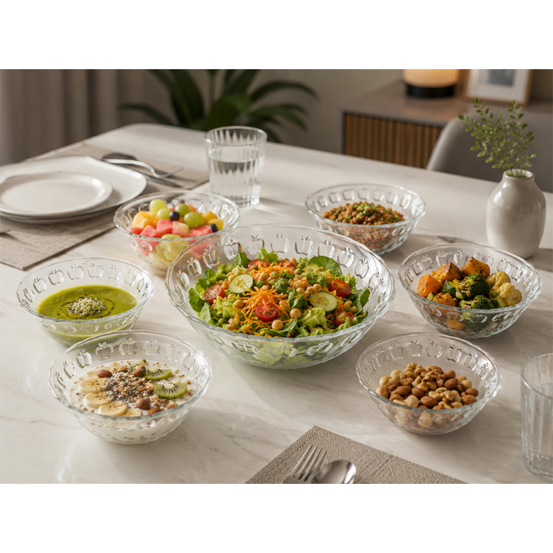 Picture of Ice Cream ,Soup & Firni  family  Glass Bati Set 7 Piece Large bowl-600ml Small bowl-170ml.-White