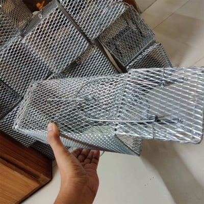 Picture of Rat  Mouse Catching Trap Cage  1 Piece Effective, Easy-to-Use, Reusable Rodent Trap for Small & Big Rats -ইঁদুর ধরার ফাঁদ-Silver