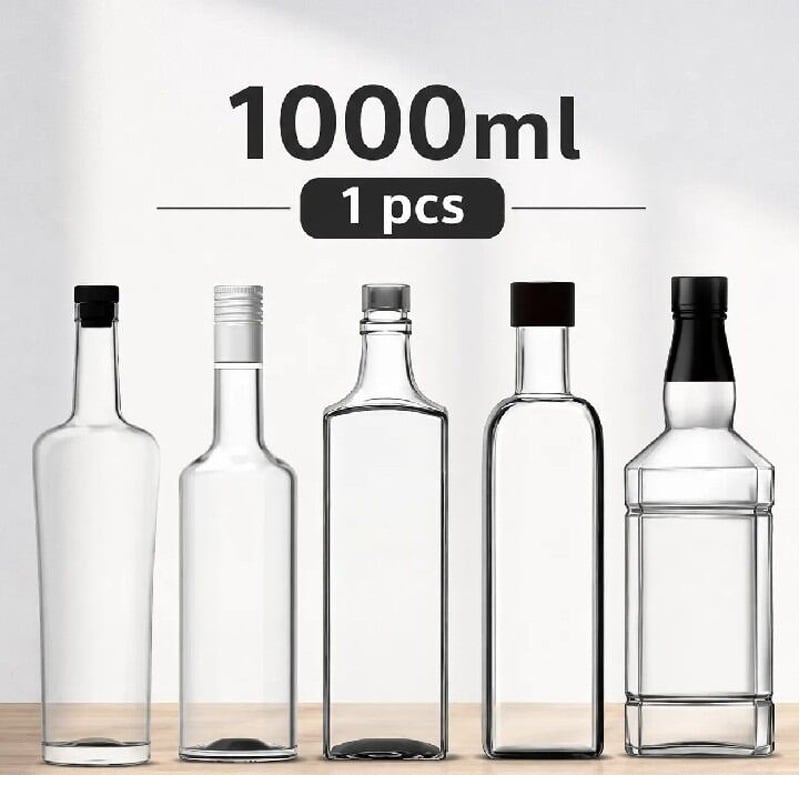 Picture of Everyday Use Good Qualities Unique Design Beautiful Style glass Milk Bottle/water bottle 1 liter 1 Piece-Multicolor