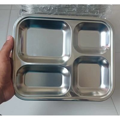 Picture of Everyday Use good quality strong Stainless Steel unique design strong Divided Dinner Plate Sets 4 Compartments Plate 1Piece-Multicolor