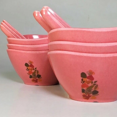Picture of Soup Melamine Combo Bowl Set 6 Piece Bowl 6 Piece Spoon Set Total 12 Piece-Multicolor
