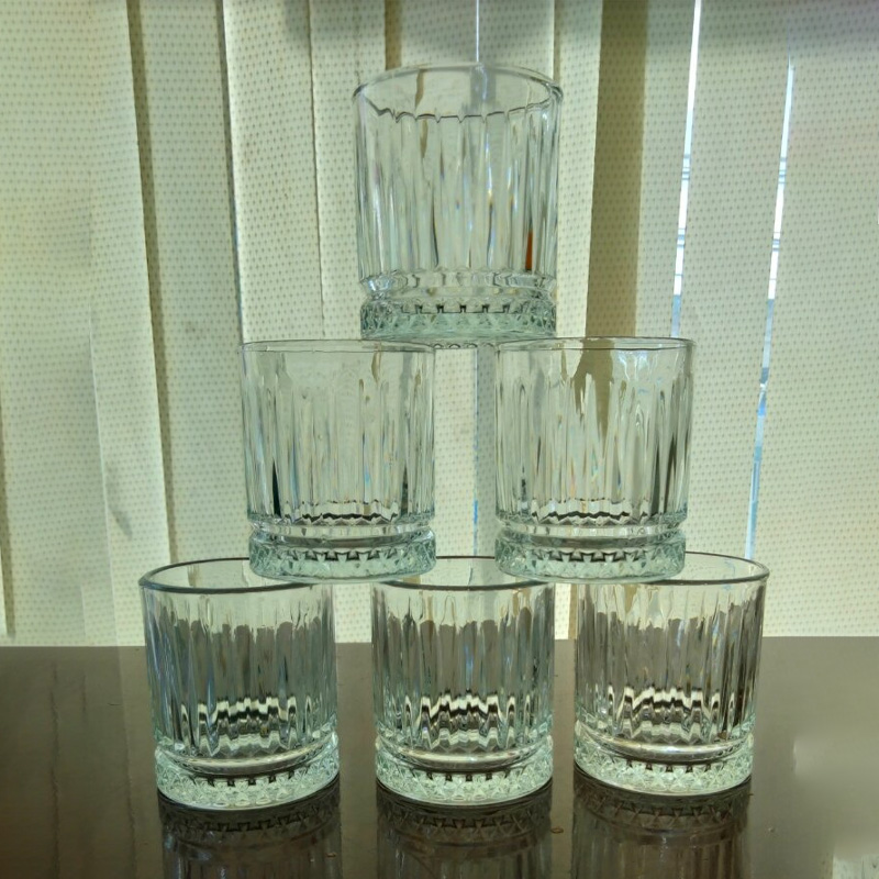 Picture of Everyday Use good quality Strong Crystal Clear Unique design Heavy Sharbat Juice Lassie Glass Set 6 Piece capacity 250 Ml-White