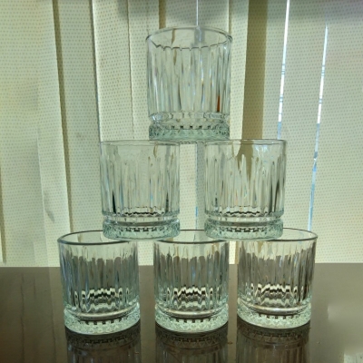 Picture of Everyday Use good quality Strong Crystal Clear Unique design Heavy Sharbat Juice Lassie Glass Set 6 Piece capacity 250 Ml-White
