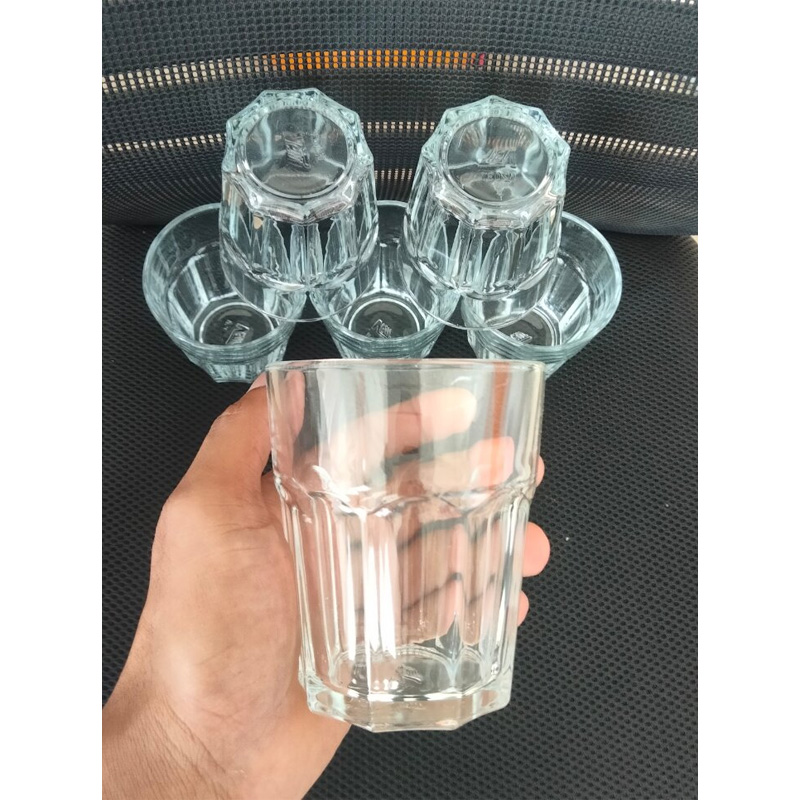 Picture of Everyday Use good quality Strong Crystal Clear Unique design Heavy Sharbat Juice Lassie Glass Set 6 Piece capacity 250 Ml-White