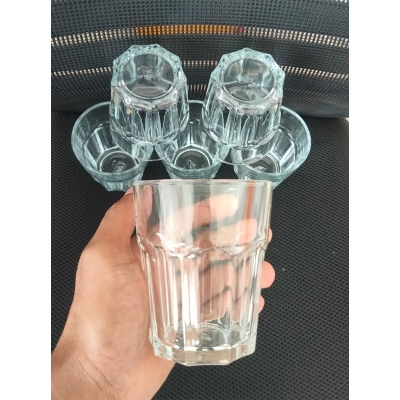Picture of Everyday Use good quality Strong Crystal Clear Unique design Heavy Sharbat Juice Lassie Glass Set 6 Piece capacity 250 Ml-White
