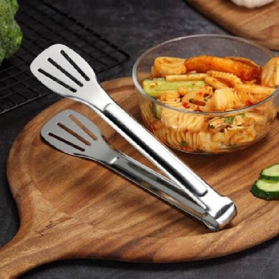 Picture of Stainless Steel Food Clip/ Tongs Spoon/ Clamp Salad Serving/ Barbecue Tongs/ BBQ -1Pc Tools-Silver