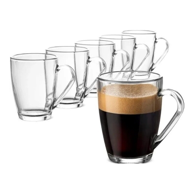 Picture of Everyday Use Good Quality Tea coffee Cup set Crystal Clear transparent Beautiful unique design Premium Cup Set 6 Piece 150 Ml-White