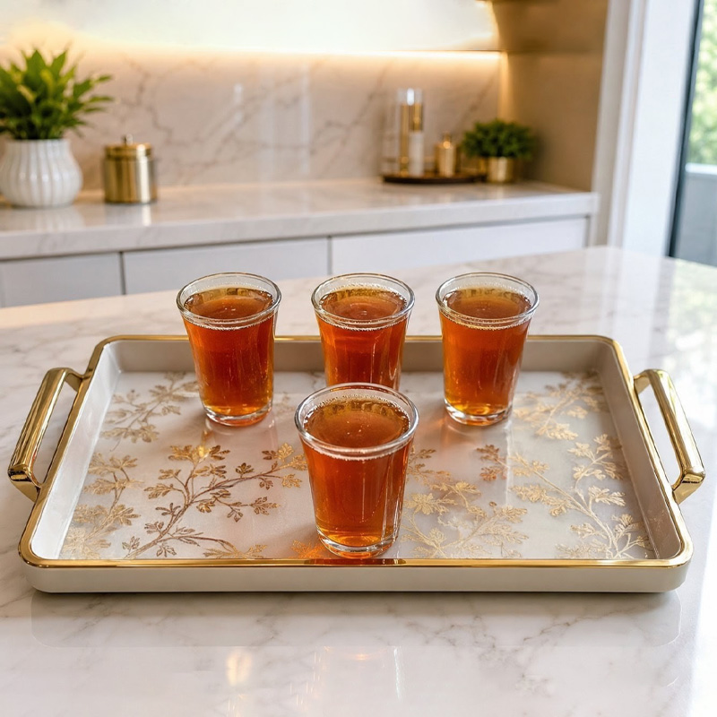 Picture of Everyday Use Good Quality Tea coffee Cup set Crystal Clear transparent Beautiful unique design Premium Cup Set 6 Piece 100 Ml-White