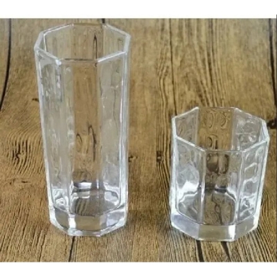Picture of Crystal Clear transparent Beautiful unique design Water Glass and Sherbet Glass Set Combo Pack 6 Piece Water Glass 6 Piece Sherbet Glass Set /Coke / Sorbat/Milk/ Lassi/ Premium glass Set Combo Pack Set-White