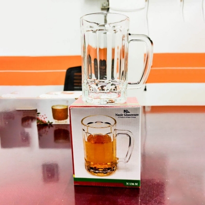 Picture of Everyday Use good quality strong  Crystal Clear transparent Beautiful unique design Water Mug /Coke / Sorbat Juice premium glass Mug 1 Piece per capacity 400Ml-Multicolor
