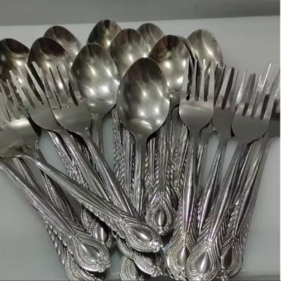Picture of Spoon Set/ Cutlery Set/ HIGH QUALITY Stainless Steel Spoon Set 24-Pieces (Tea Spoon 12-Pieces & Fork Spoon 12-Pieces)-Silver