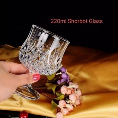 Picture of Everyday Use good quality Strong Crystal Clear Unique design Heavy Sharbat Juice Lassie Glass Set 6 Piece capacity 200 Ml-White