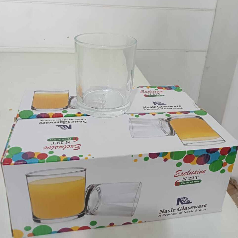 Picture of Everyday Use good quality Strong Crystal Clear Unique design Heavy Sharbat Juice Lassie Glass Set 6 Piece capacity 250 Ml N29T Model-White