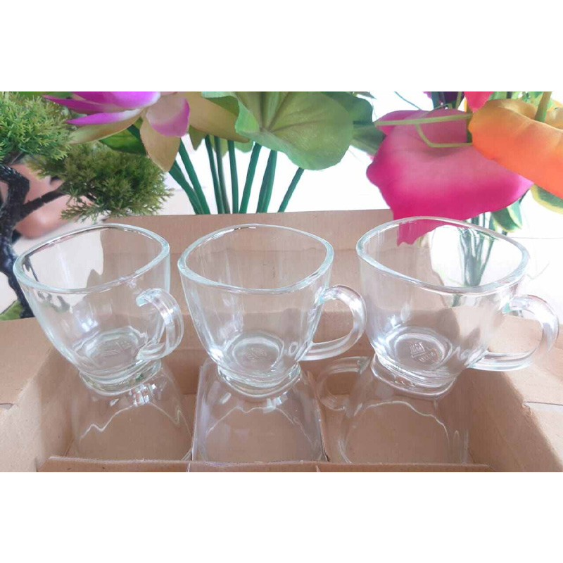 Picture of Everyday Use Good Quality Tea coffee Cup set Crystal Clear transparent Beautiful unique design Premium Cup Set 6 Piece 150 Ml-White