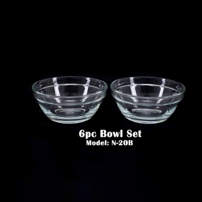 Picture of Everyday Use good quality Strong unique design Heavy Crystal clear 200 Ml Firni Bati Set/ Curry bati /Snack Bowl Set/Soup Set/-6 Piece-White