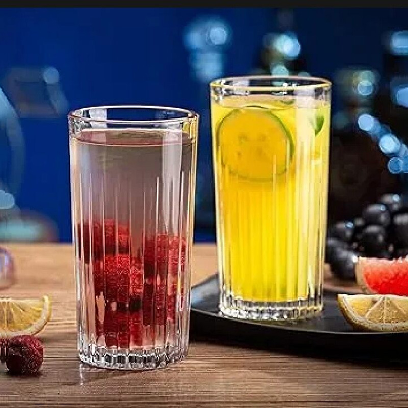 Picture of Everyday Use good quality strong crystal clear unique design Heavy 300 Ml Drinking Water glass set 6 pcs-White