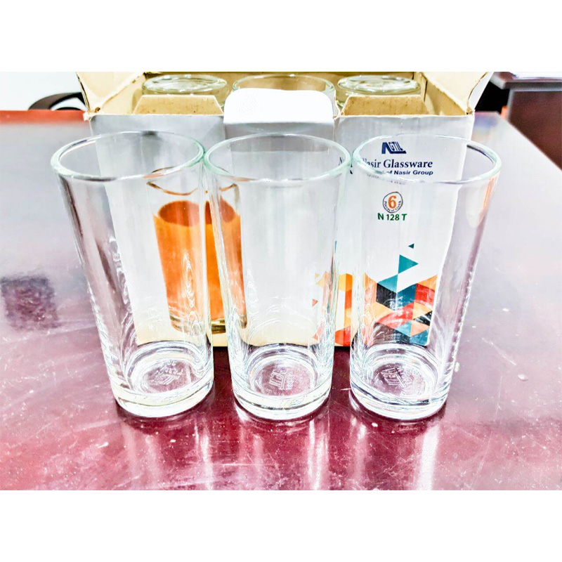 Picture of Everyday Use good quality strong crystal clear unique design Heavy 350 Ml Drinking Water glass set 6 pcs-White