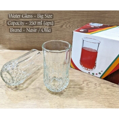 Picture of good quality strong crystal clear unique design Heavy 320 Ml Drinking Water glass set 6 pcs-White