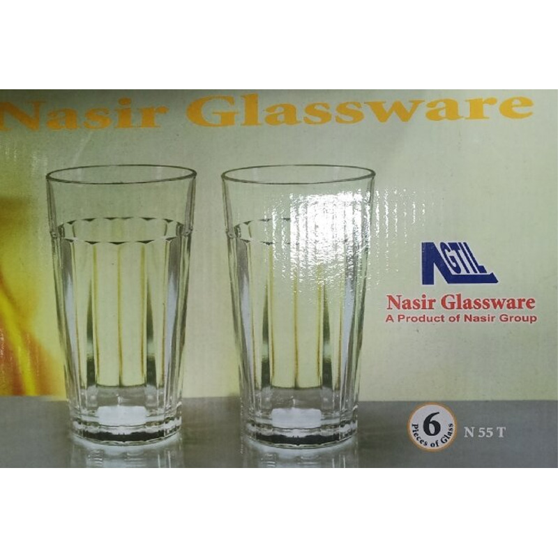 Picture of Everyday Use  good quality strong crystal clear unique design Heavy 320 Ml Drinking Water glass set 6 pcs-White