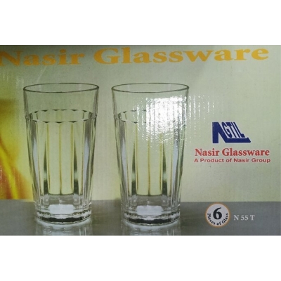 Picture of Everyday Use  good quality strong crystal clear unique design Heavy 320 Ml Drinking Water glass set 6 pcs-White