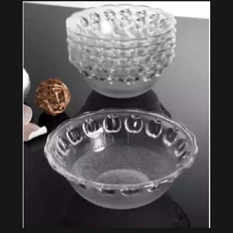 Picture of Everyday Use good quality Strong unique design Heavy Crystal clear 170 Ml Firni Set/Bati Set/Snack Bowl Set/Soup Set/-6 Piece-White