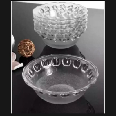 Picture of Everyday Use good quality Strong unique design Heavy Crystal clear 170 Ml Firni Set/Bati Set/Snack Bowl Set/Soup Set/-6 Piece-White