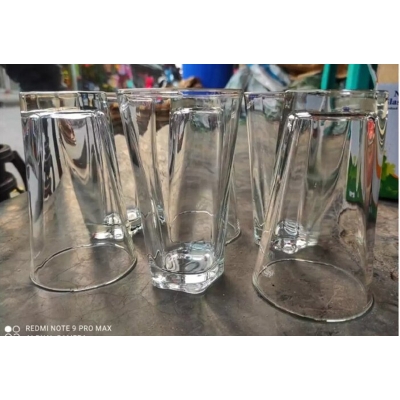 Picture of Beautiful unique   design 5 Angel good quality strong crystal clear  Heavy 320 Ml Drinking Water glass set 6 pcs-White