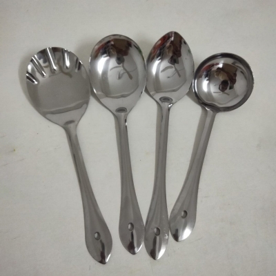 Picture of Serving Spoon Set/Stainless Steel Spoon Set-4 Pieces Set-White