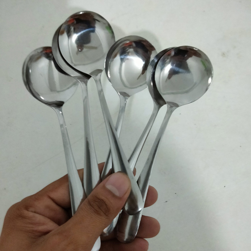 Picture of Stainless Stee  Long Handle Spoon Round Soup Spoon Tea Set 6 pcs-Multicolor