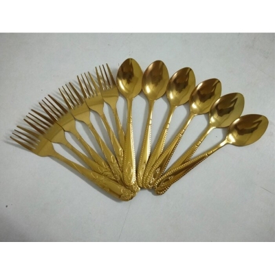 Picture of Spoon Set/ Cutlery Set/ HIGH QUALITY Stainless Steel Spoon Set 12-Pieces (Tea Spoon 6-Pieces & Fork Spoon 6-Pieces)-Multicolor