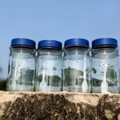 Picture of good quality strong Glassware Food Jar , Food Container glass Jar 600 Ml 3 Piece-White